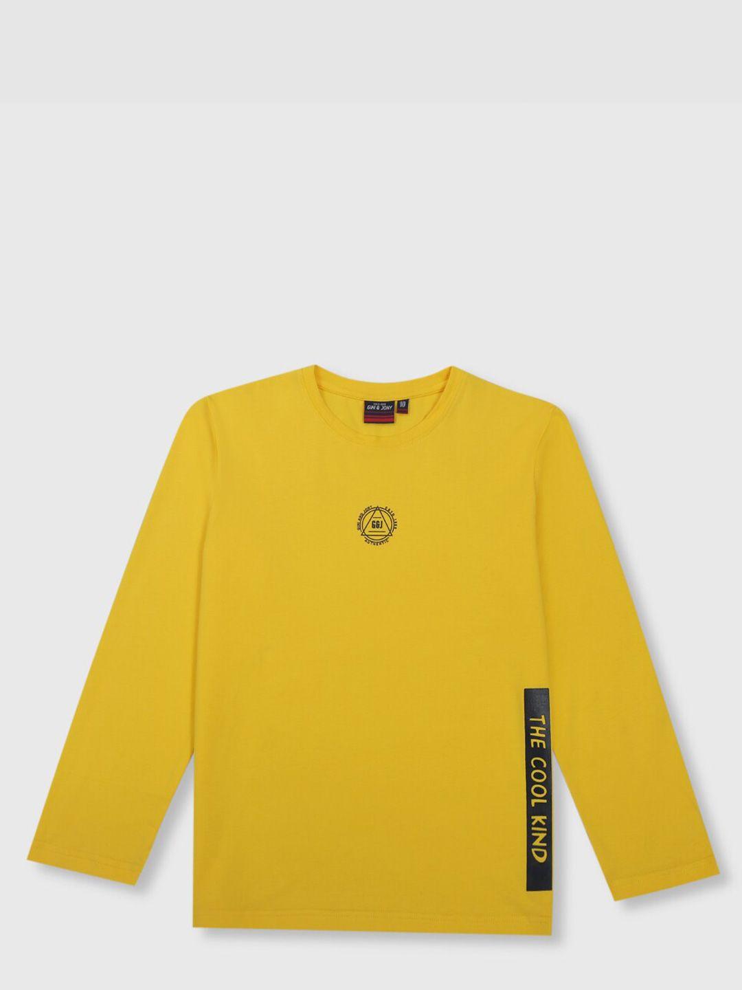 gini and jony boys mustard yellow solid t-shirt