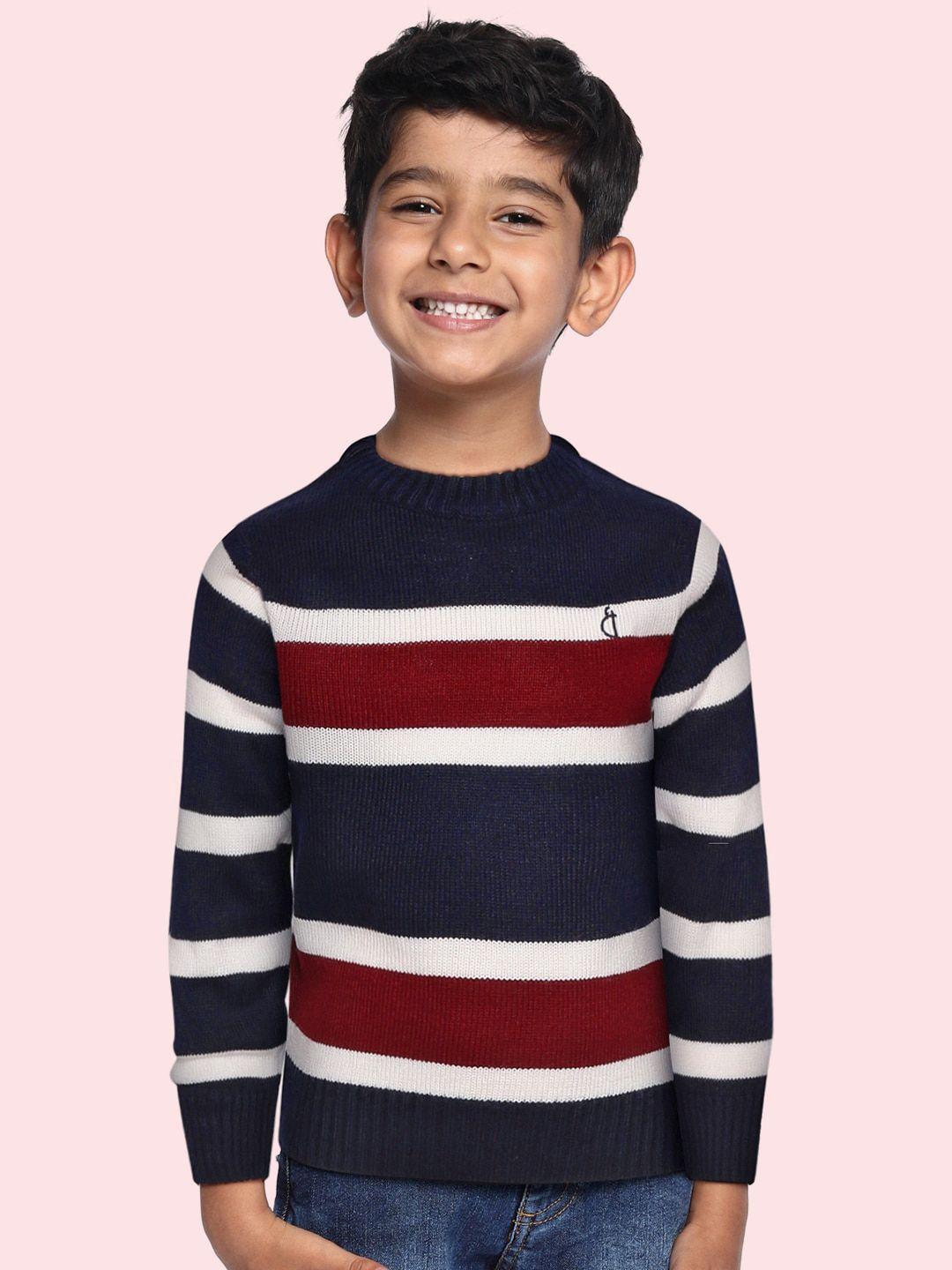 gini and jony boys navy blue & white striped pullover
