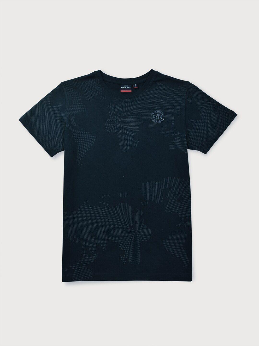 gini and jony boys navy blue printed t-shirt