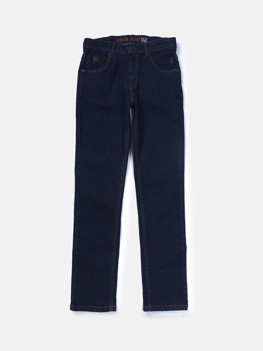 gini and jony boys navy blue straight fit jeans