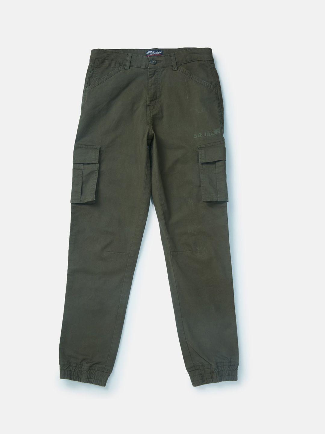 gini and jony boys olive green joggers trousers