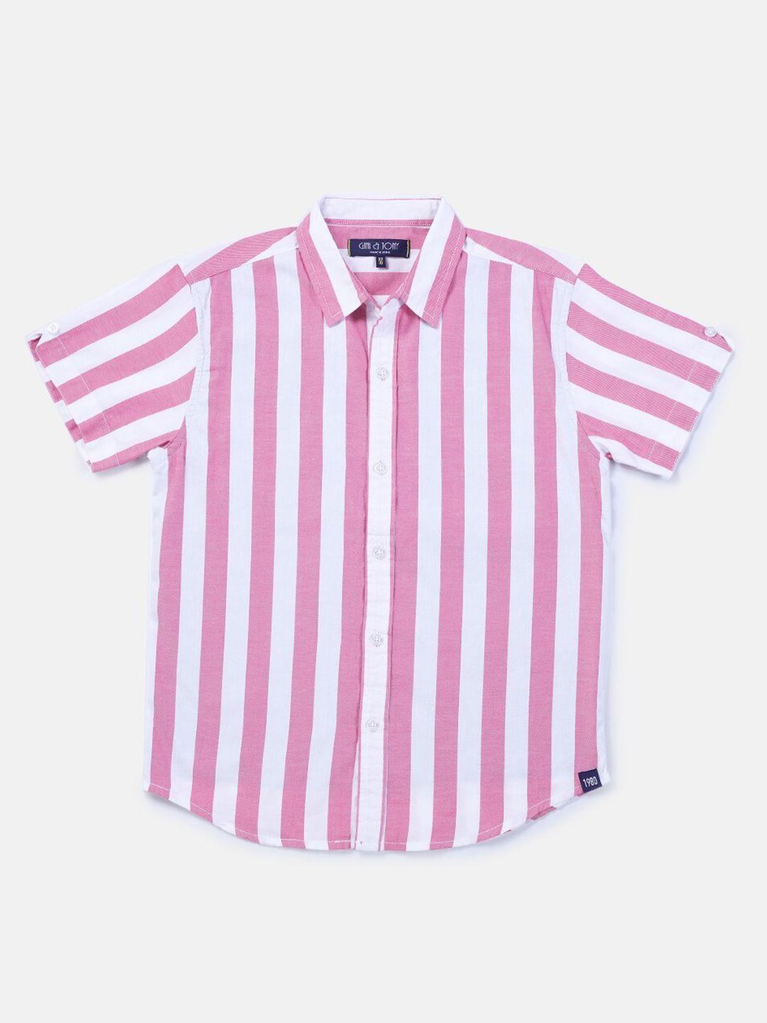 gini and jony boys pink striped casual shirt