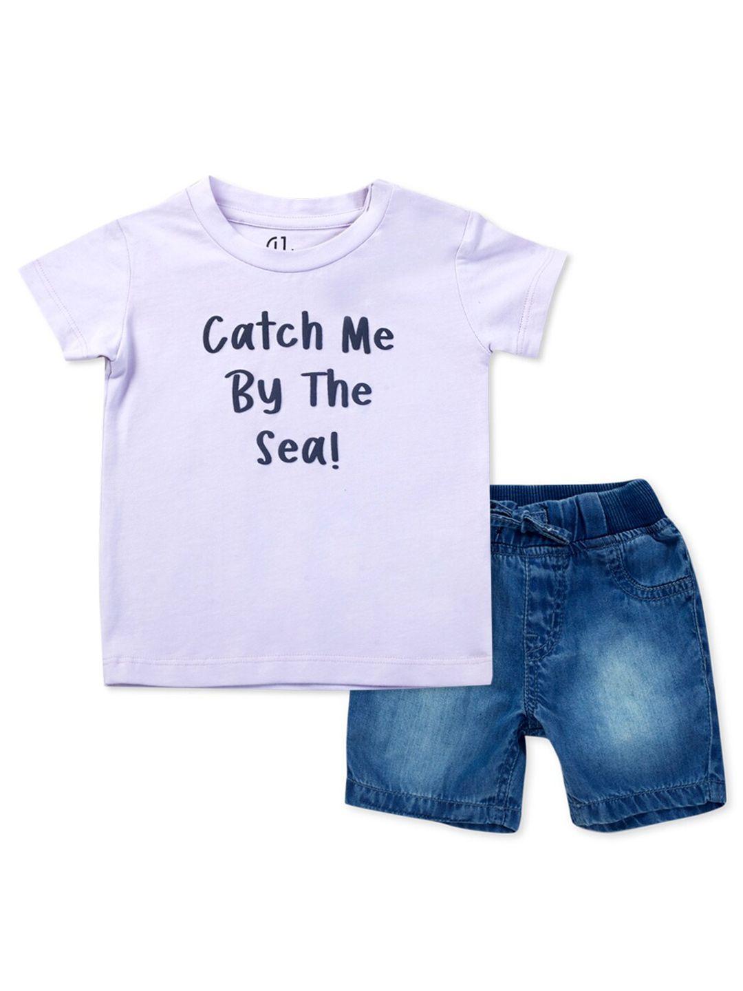 gini and jony boys printed cotton t-shirt with shorts