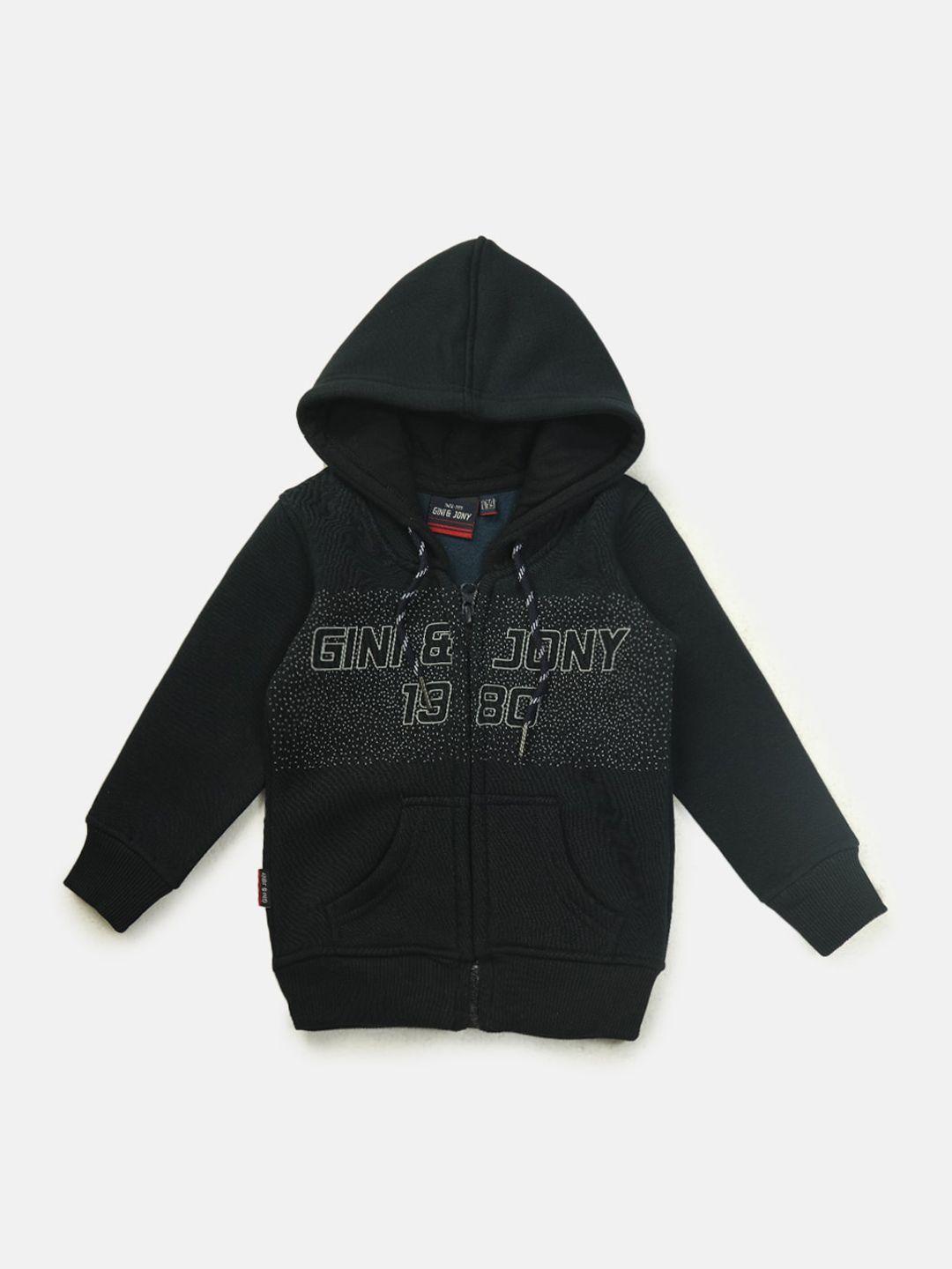 gini and jony boys printed fleece hooded bomber jacket