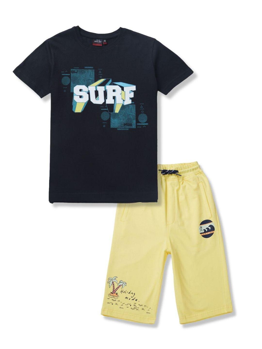 gini and jony boys printed pure cotton t-shirt with shorts