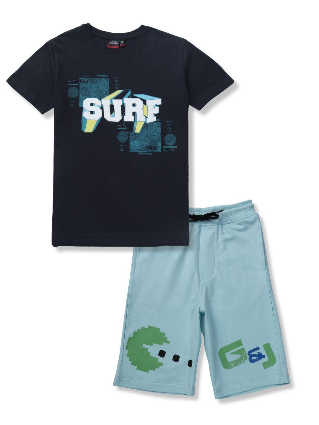 gini and jony boys printed pure cotton t-shirt with shorts