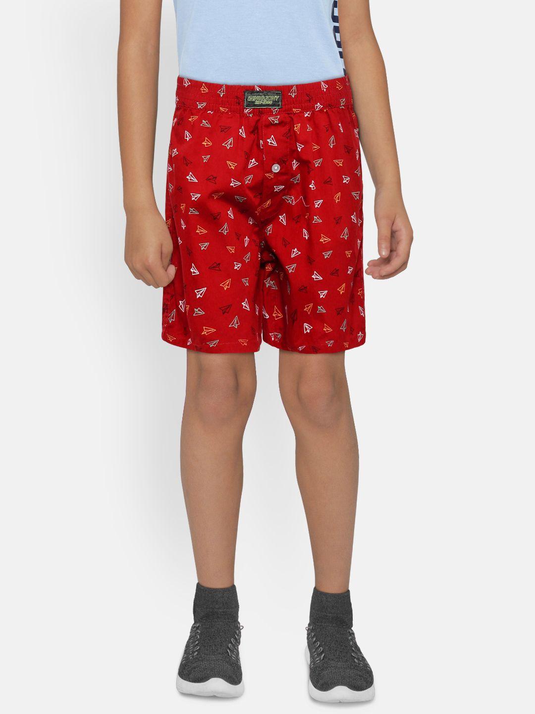 gini and jony boys red printed pure cotton boxers 121246521436 c458