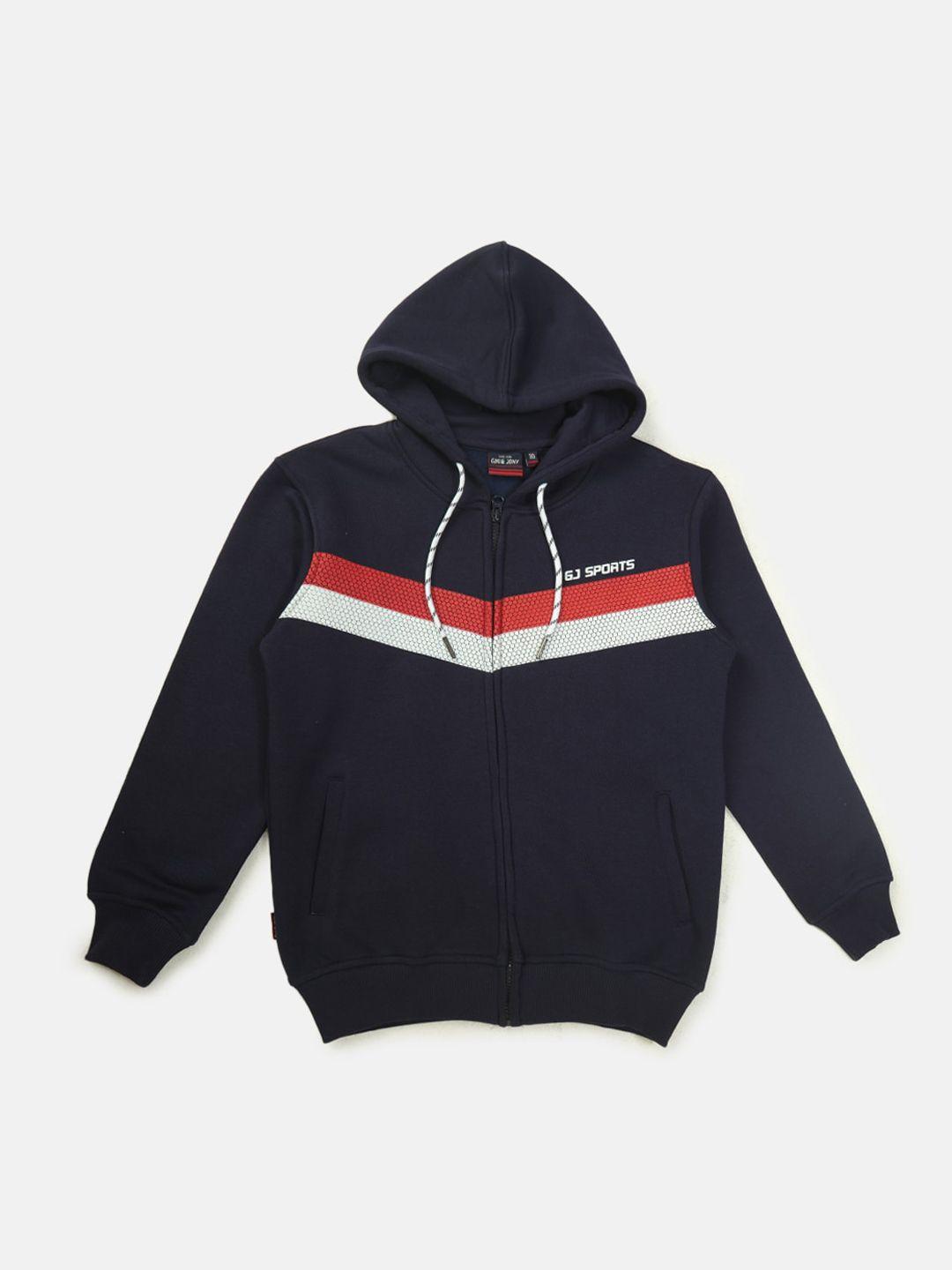 gini and jony boys striped fleece hooded bomber jacket