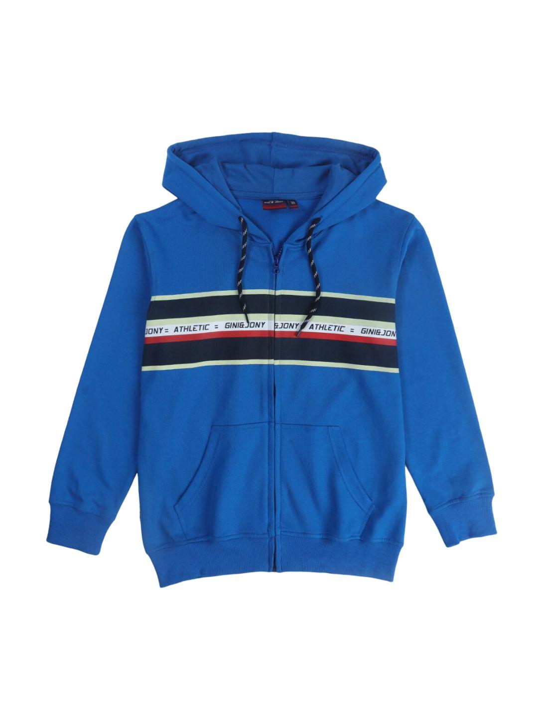 gini and jony boys striped fleece hooded bomber jacket