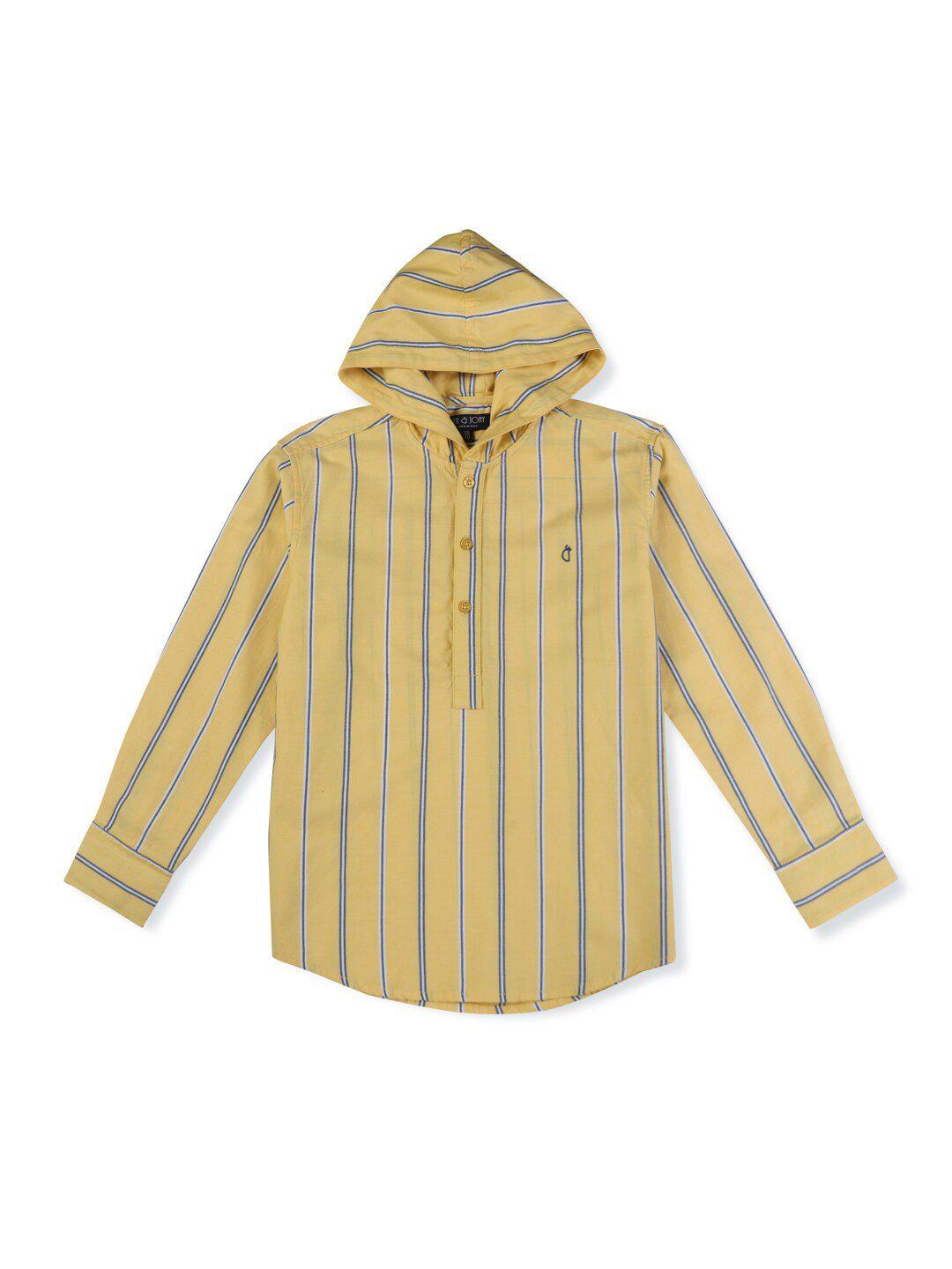 gini and jony boys striped hood long sleeves cotton casual shirt