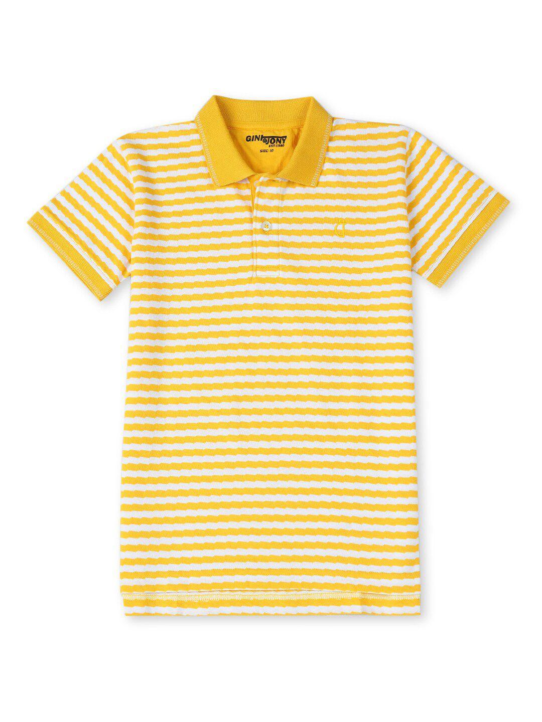 gini and jony boys striped polo collar pure cotton t-shirt