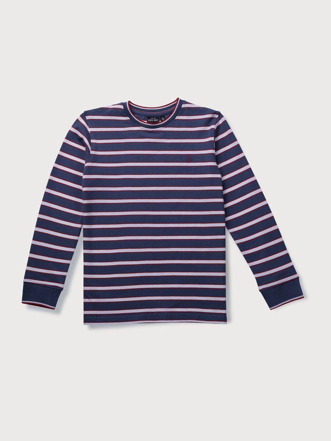 gini and jony boys striped round neck long sleeves cotton t-shirt