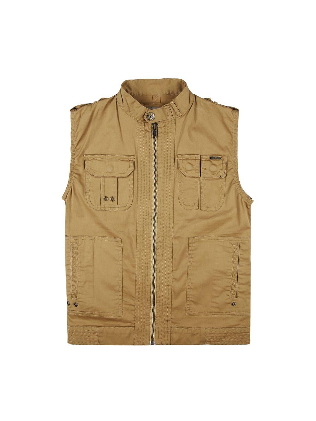 gini and jony boys tan solid open front jacket