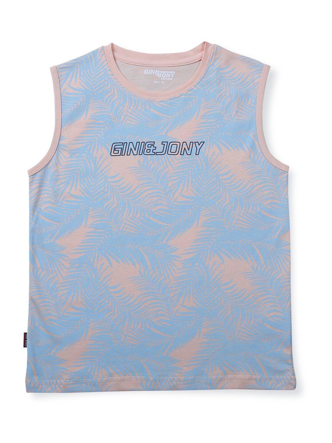 gini and jony boys tropical printed sleeveless cotton t-shirt