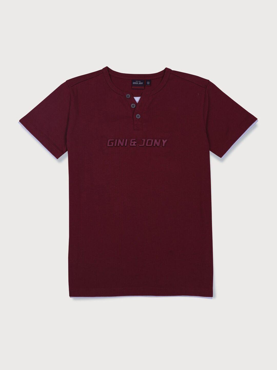 gini and jony boys typography printed cotton t-shirt