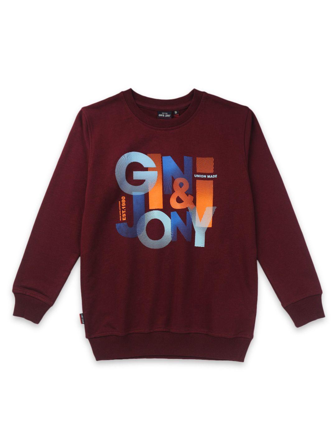 gini and jony boys typography printed fleece sweatshirt