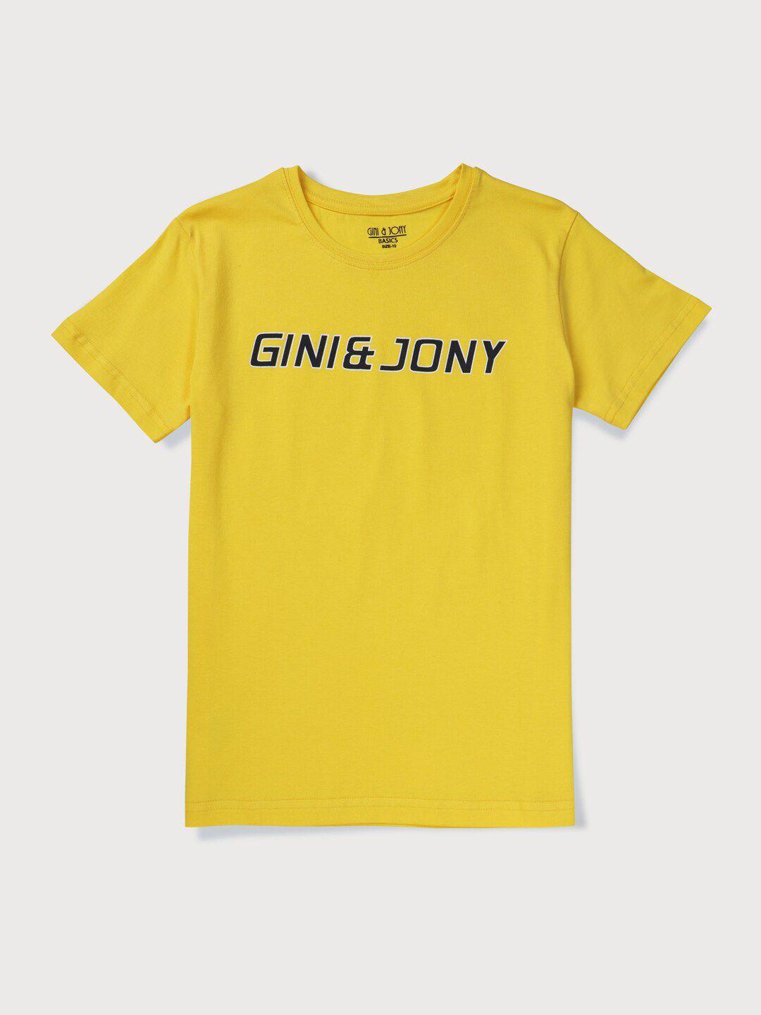 gini and jony boys typography printed round neck cotton t-shirt