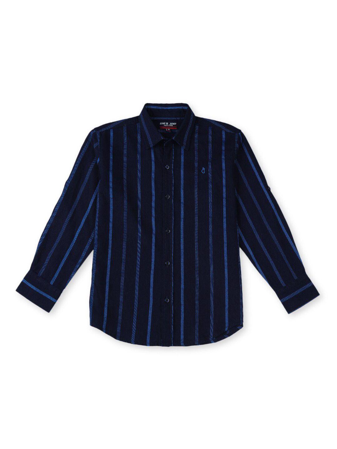 gini and jony boys vertical striped cotton casual shirt