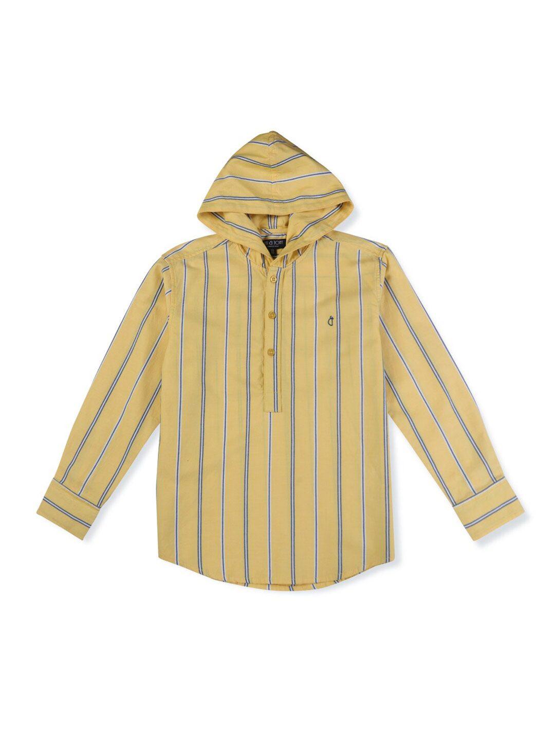 gini and jony boys vertical striped hooded cotton casual shirt