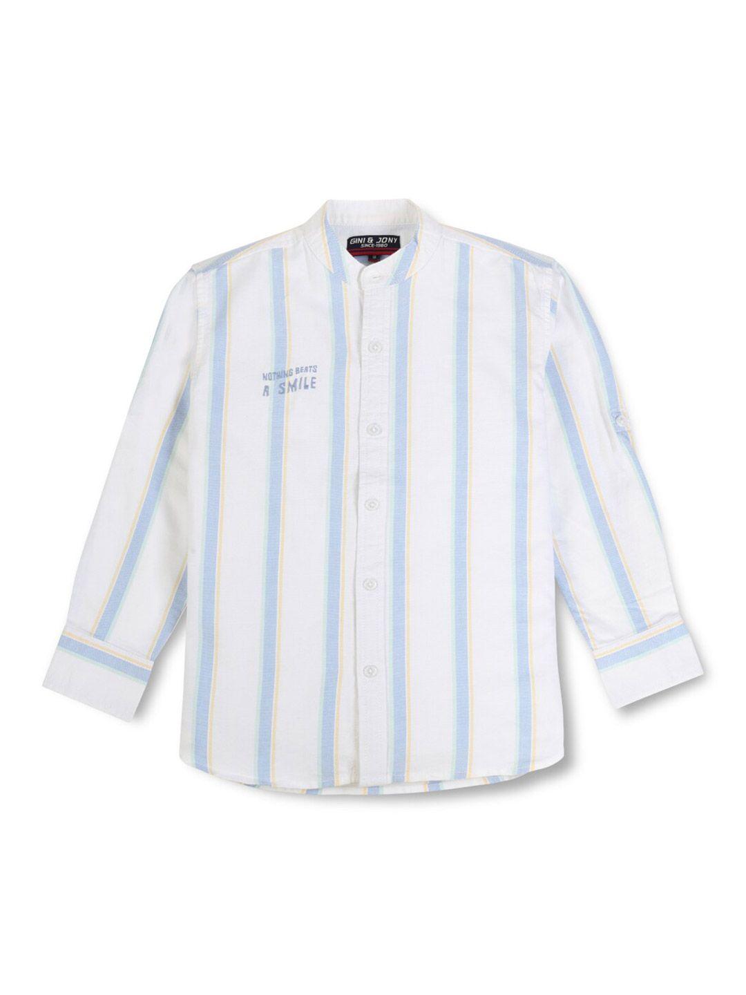 gini and jony boys vertical striped mandarin collar cotton shirt