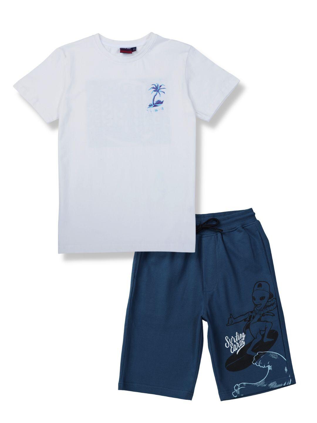 gini and jony boys white & blue t-shirt with shorts