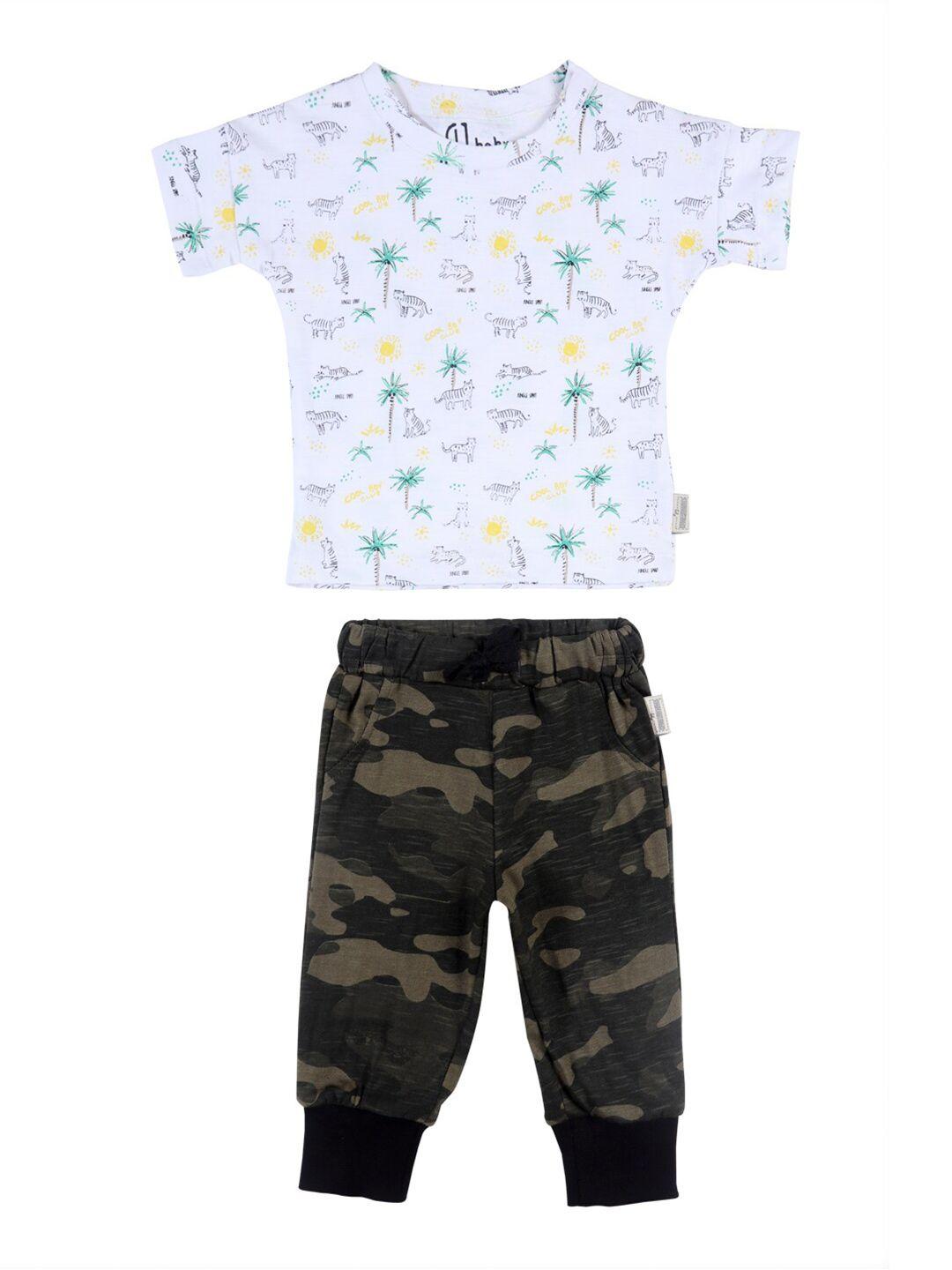 gini and jony boys white & grey printed t-shirt with trouser