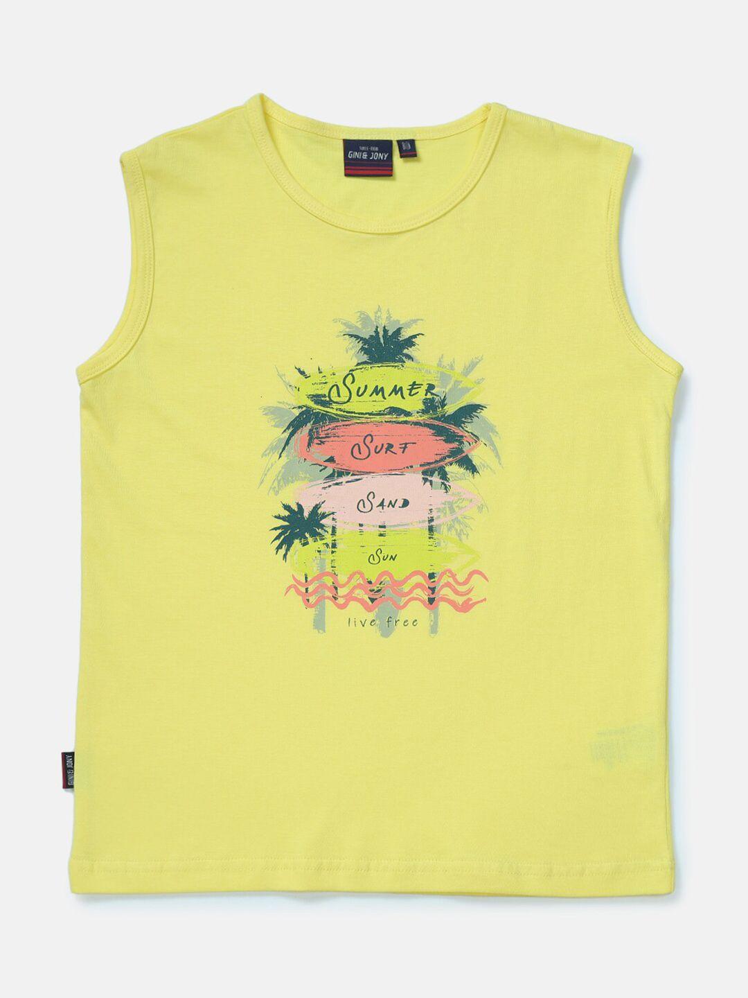 gini and jony boys yellow printed tropical t-shirt