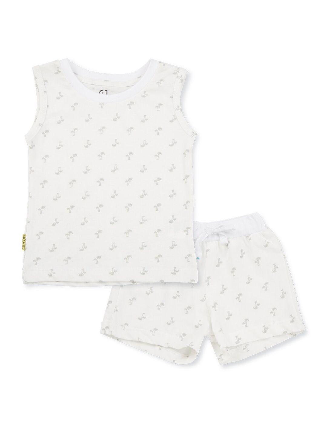 gini and jony infant boys printed pure cotton t-shirt with shorts