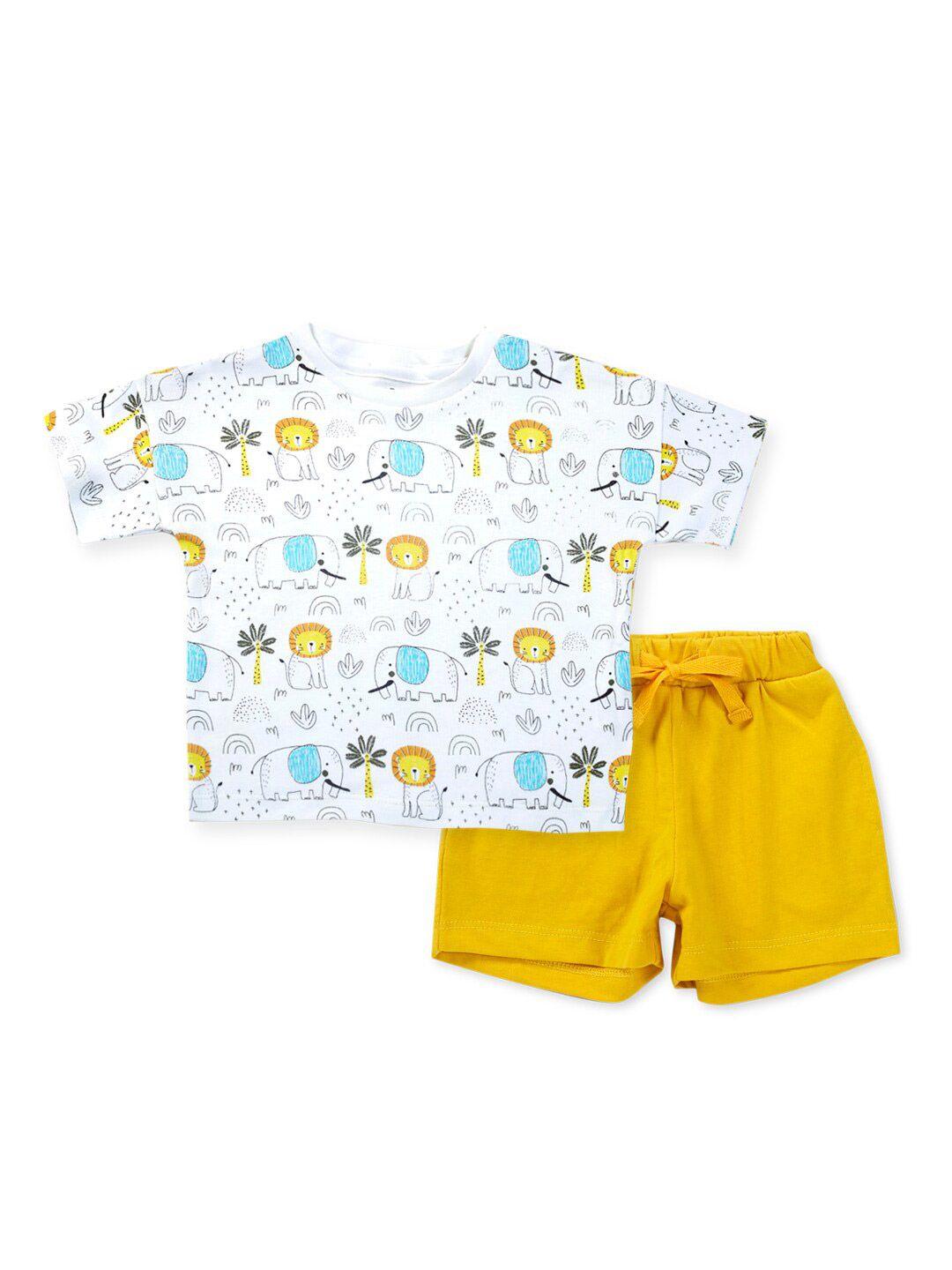 gini and jony infant boys printed pure cotton top with shorts