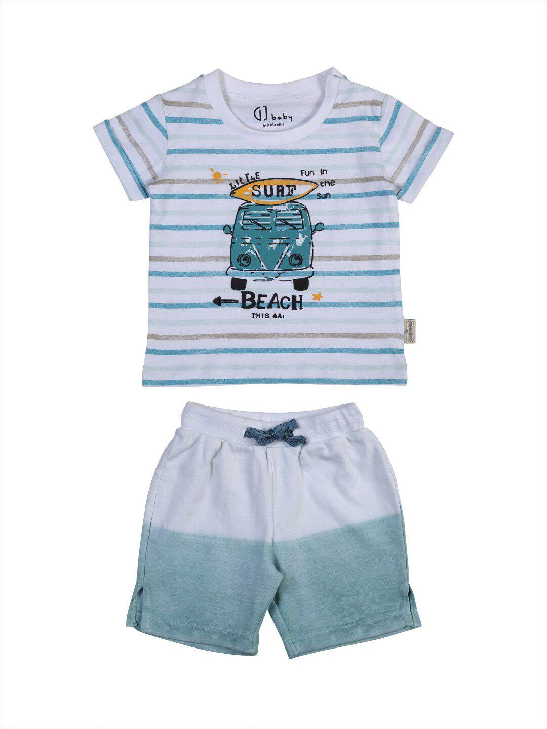 gini and jony infants oys white & blue striped t-shirt with short