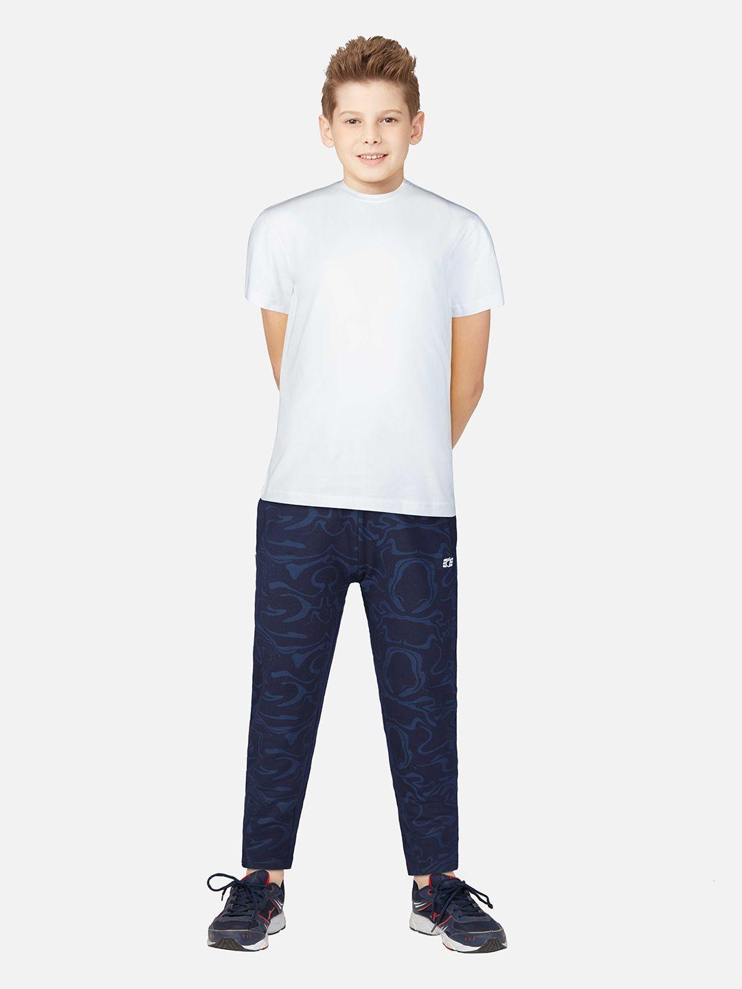 gini and jony kids boys navy blue solid cotton track pant