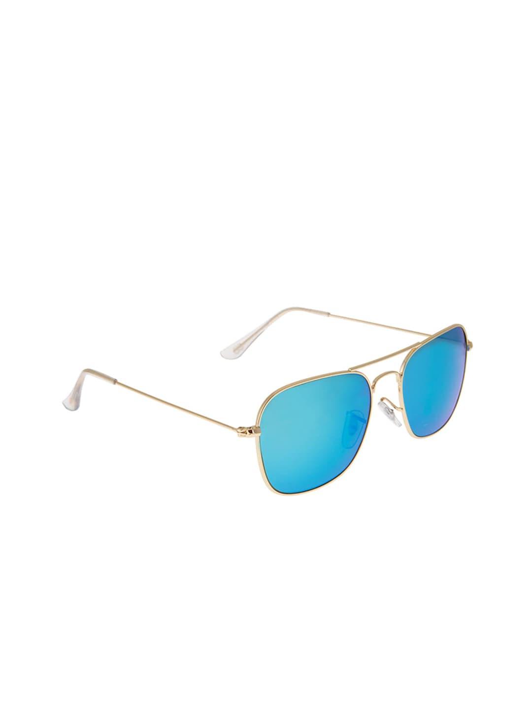 gio collection men blue lens & gold-toned square sunglasses uv protected lens gm3136c04