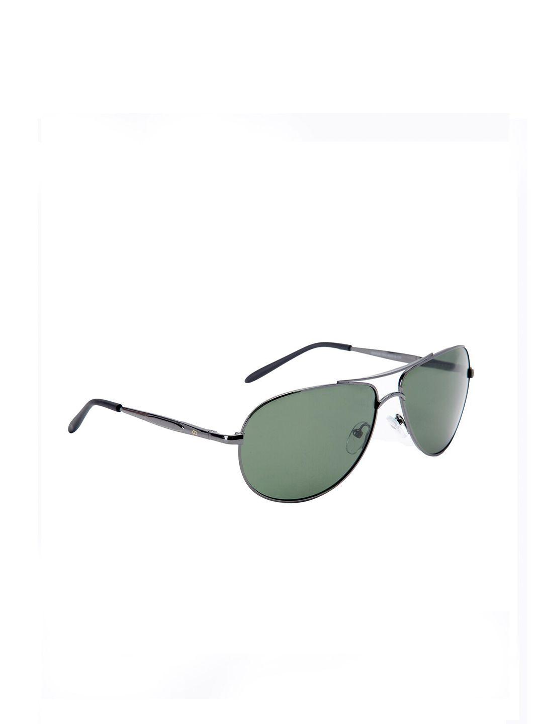 gio collection unisex green lens & gunmetal-toned wayfarer sunglasses with uv protected lens