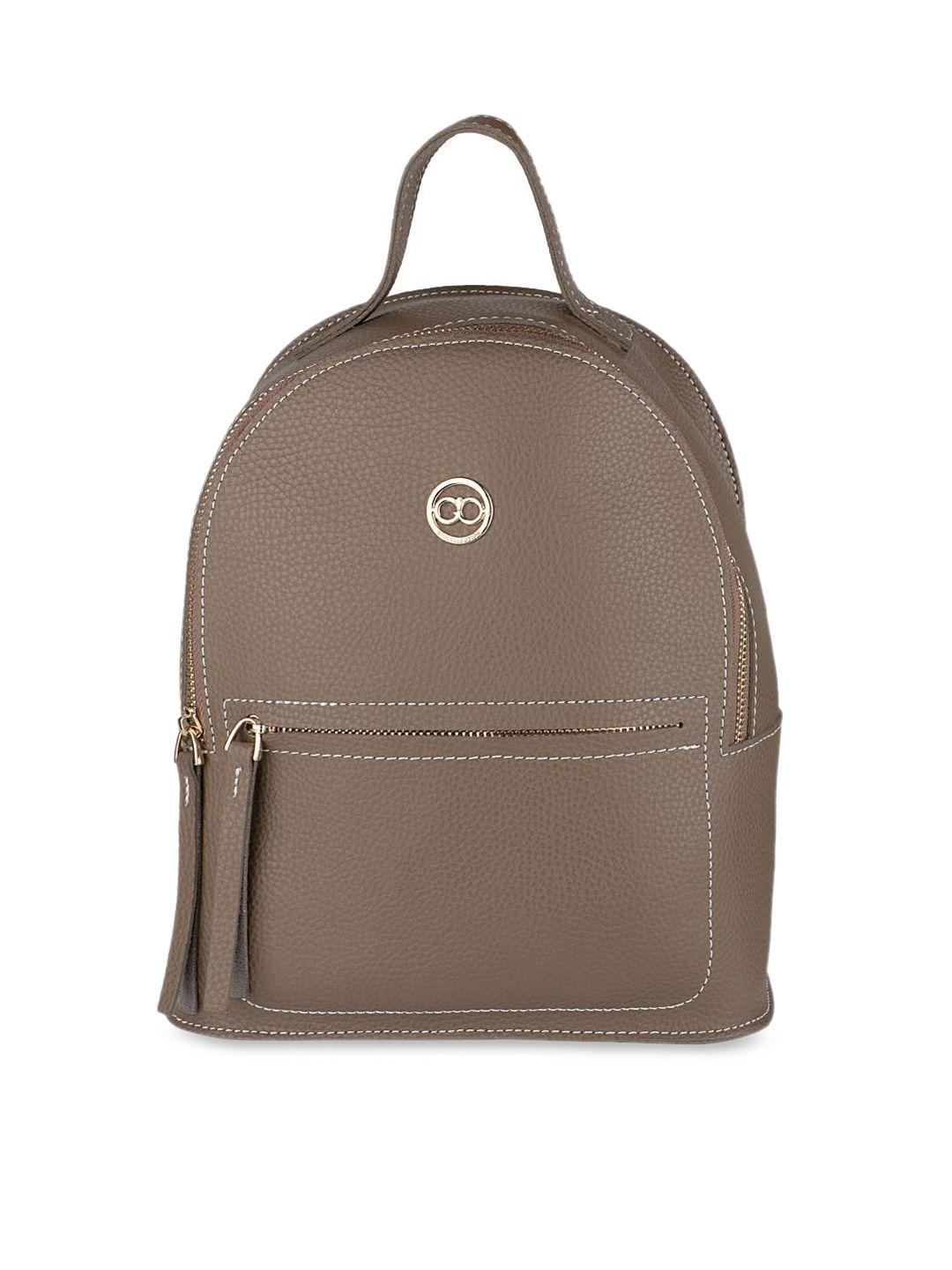 gio collection women brown & black solid backpack