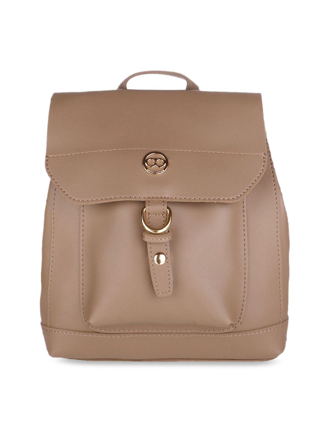 gio collection women brown solid backpack