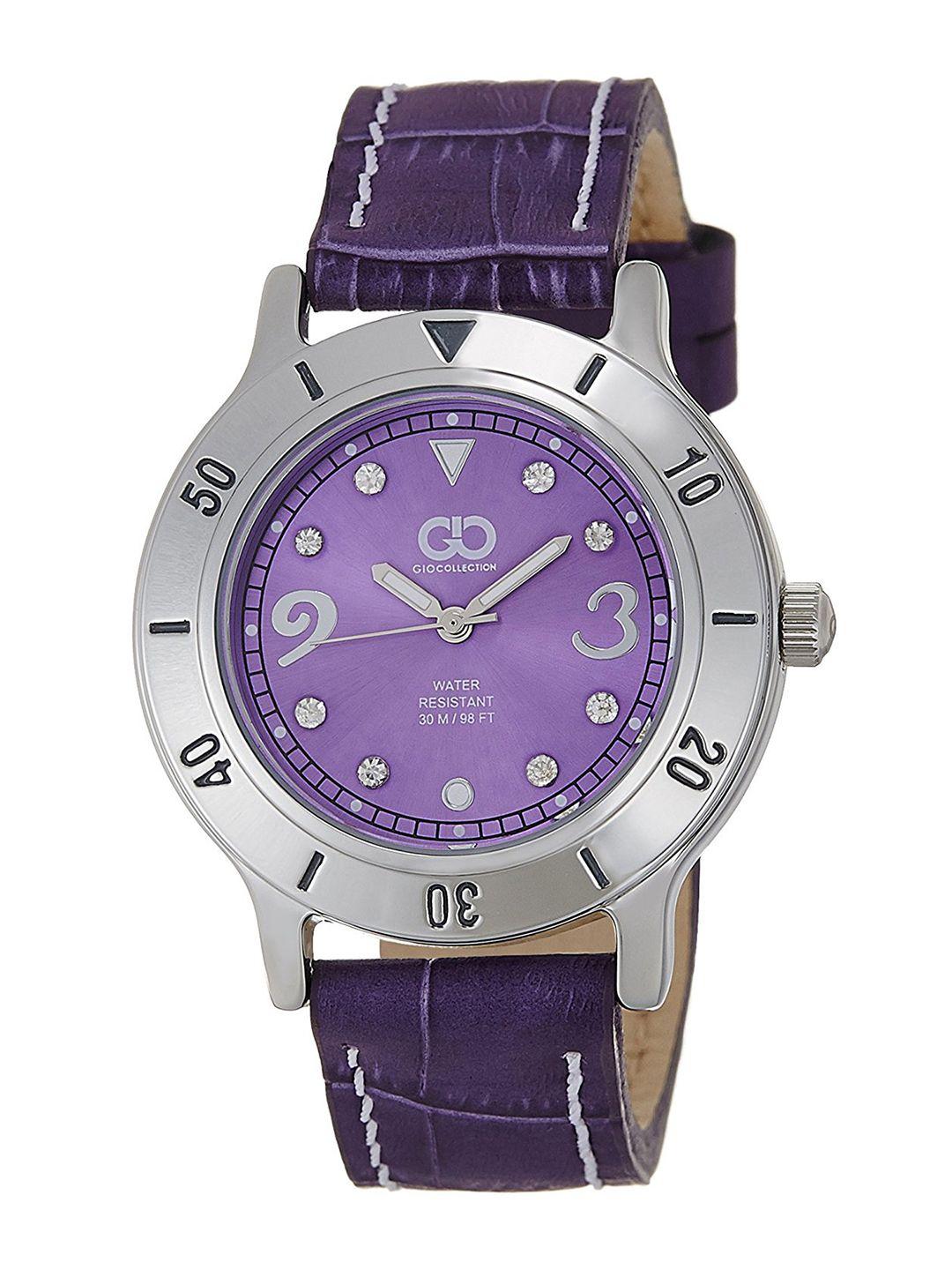 gio collection women purple analogue watch