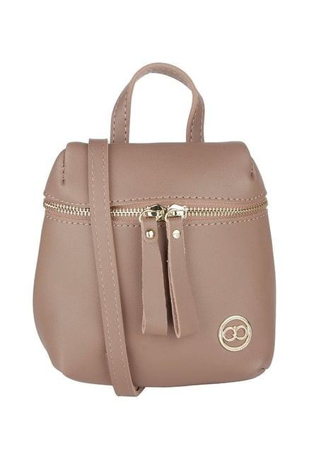 gio collection beige solid sling bag