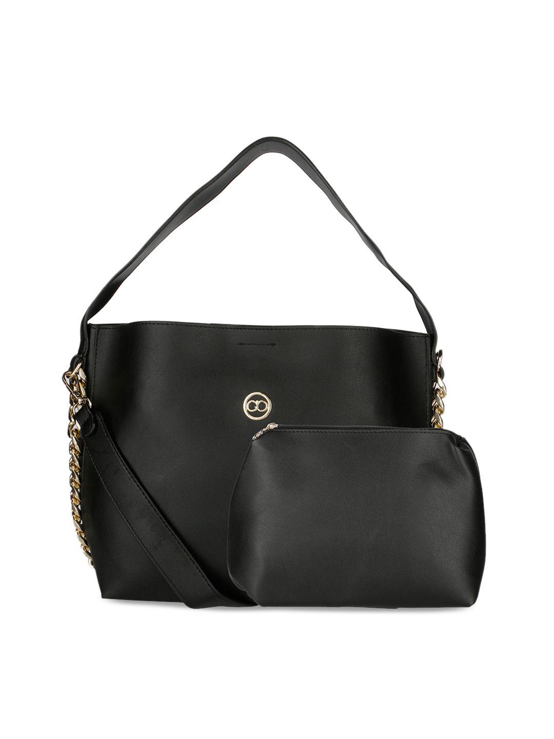 gio collection black solid handheld bag