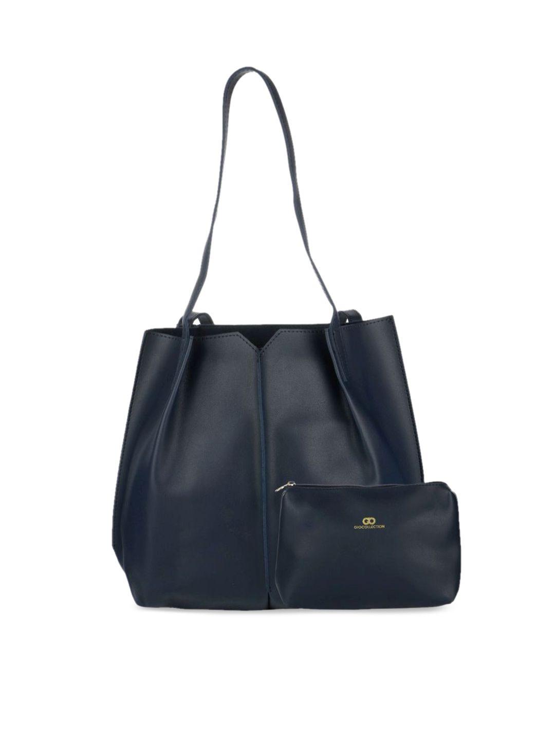 gio collection blue solid shoulder bag