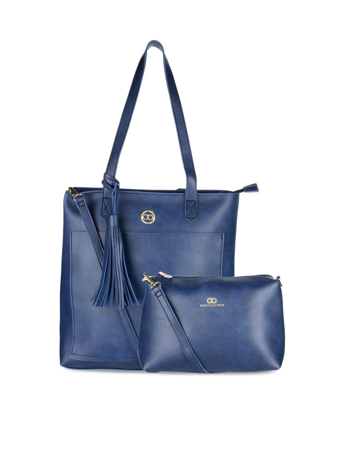 gio collection blue solid shoulder bag