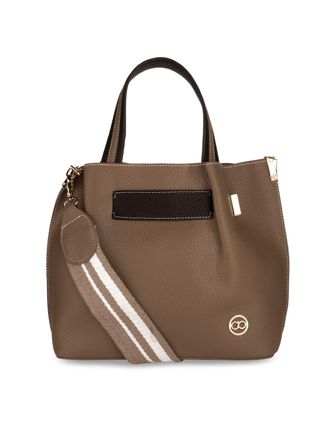 gio collection brown solid handheld bag