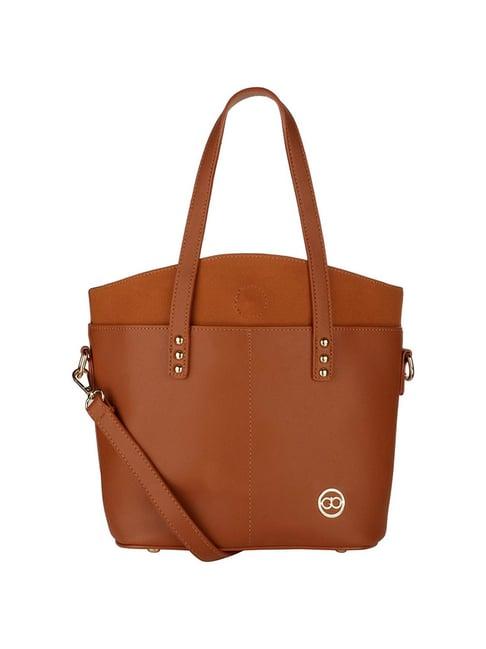 gio collection brown solid tote handbag