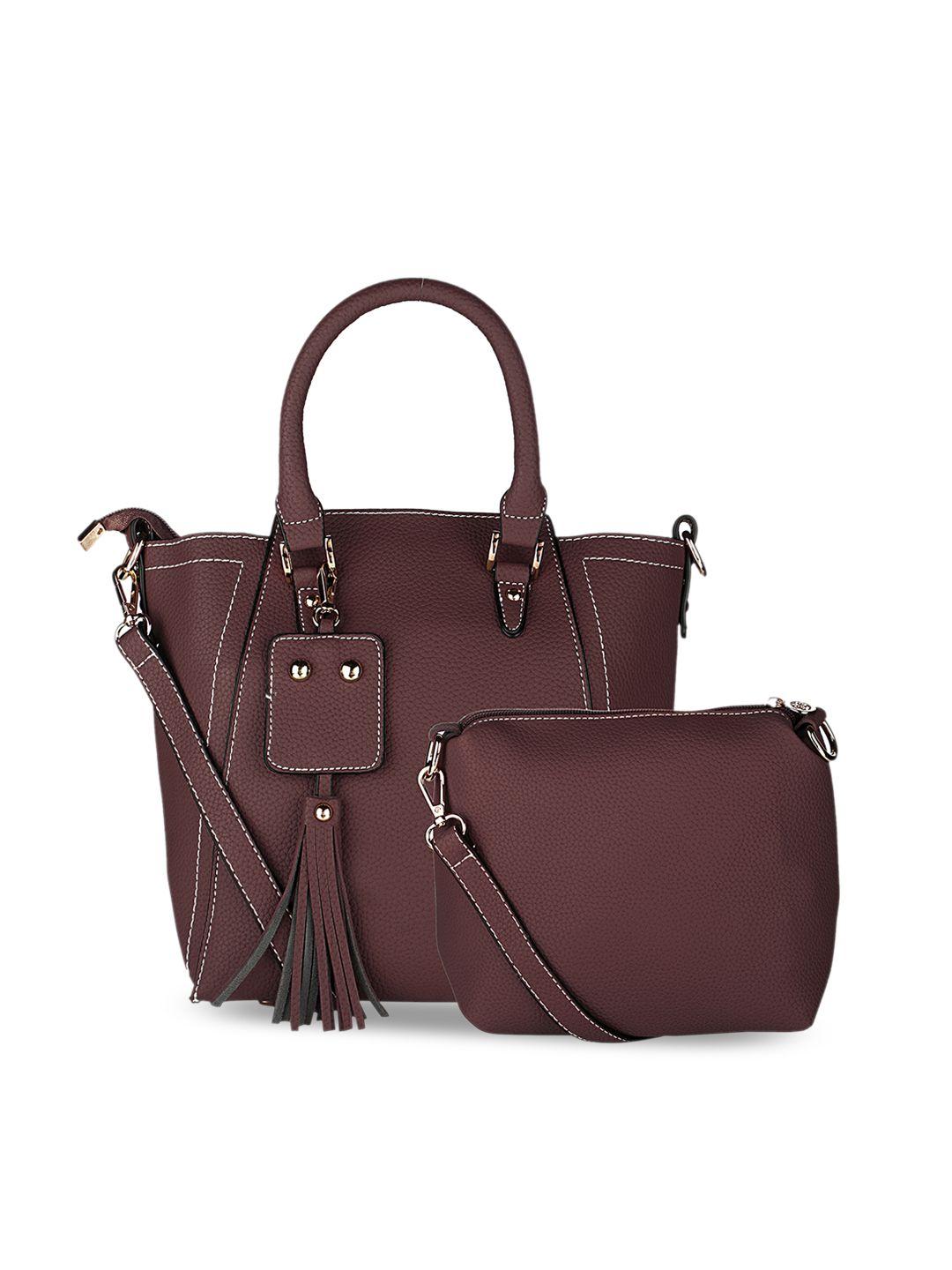 gio collection burgundy solid handheld bag