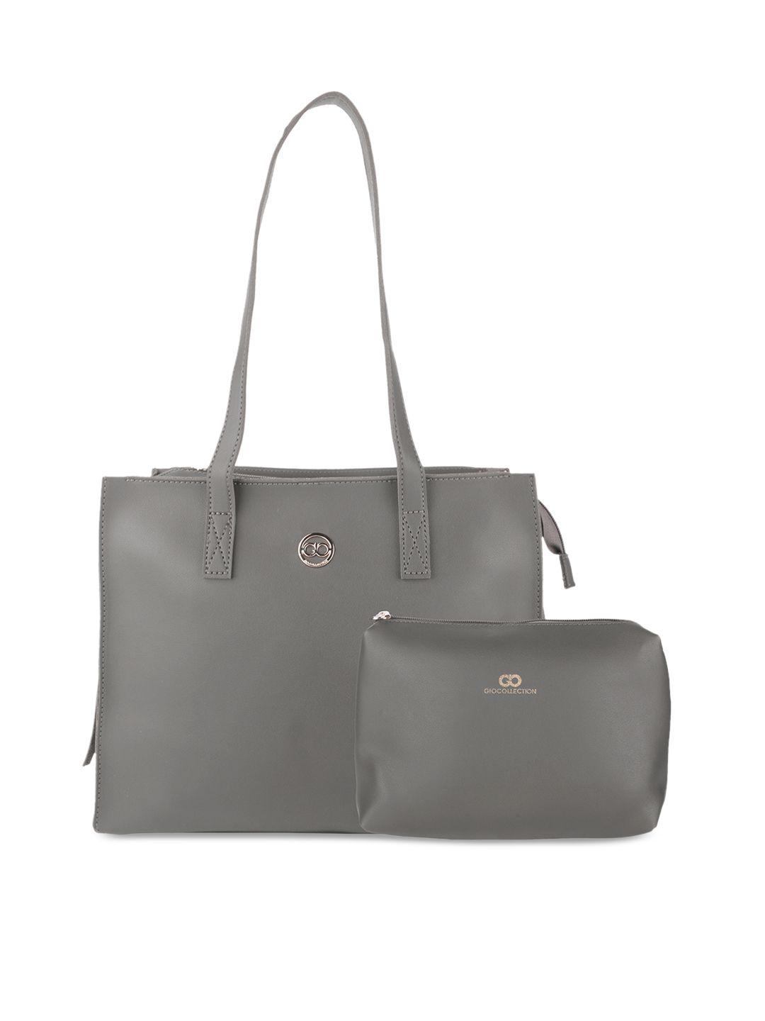 gio collection grey solid shoulder bag