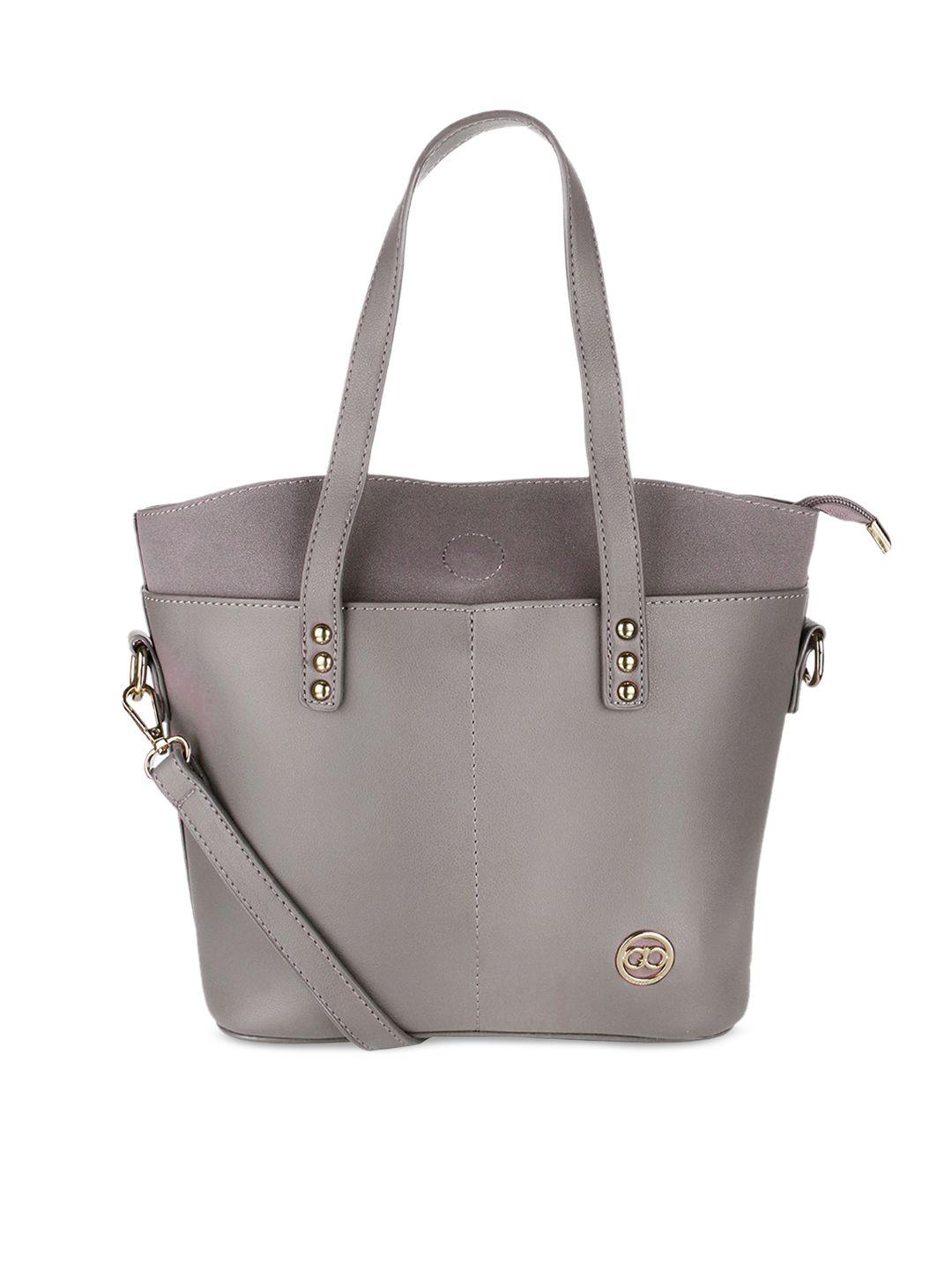 gio collection grey solid shoulder bag