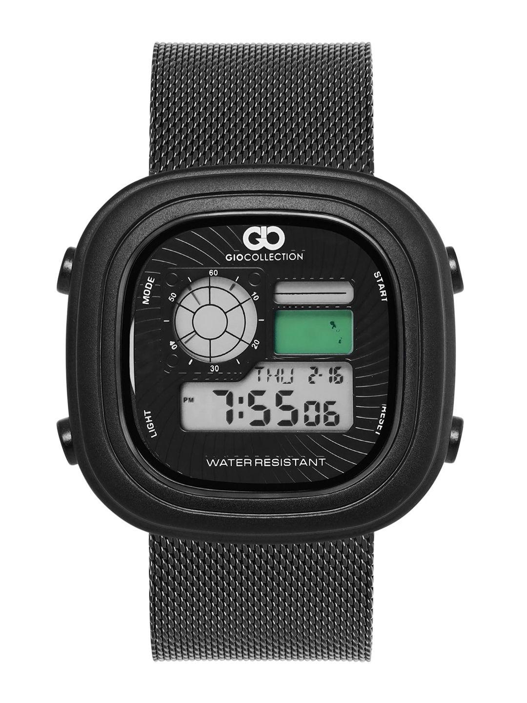 gio collection men black dial & black bracelet style straps digital watch g3027-22