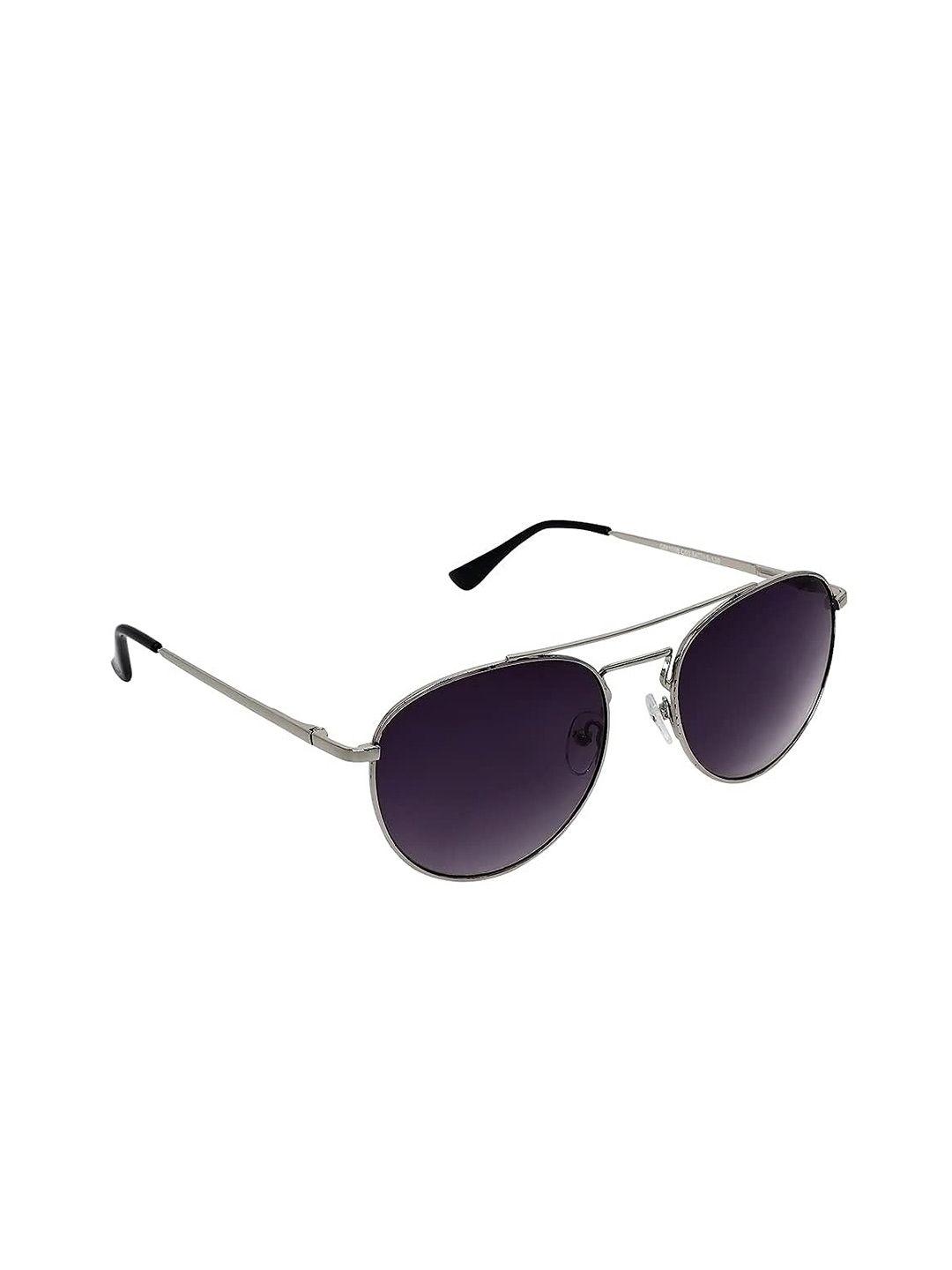 gio collection men grey lens & steel-toned aviator sunglasses with uv protected lens