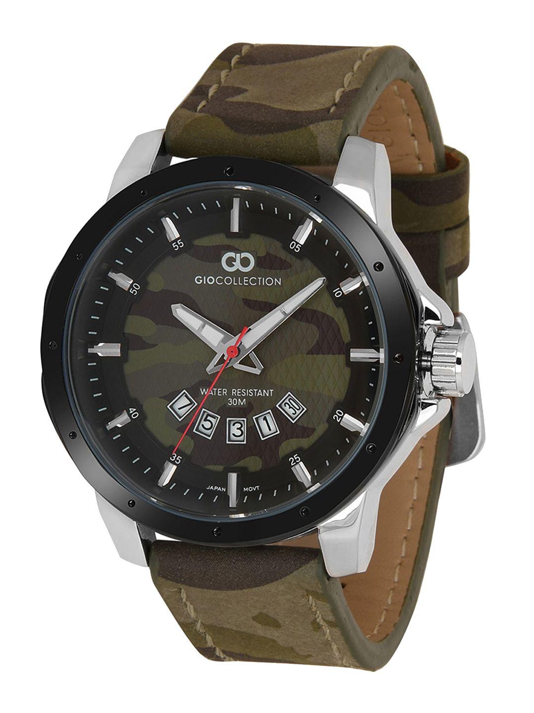 gio collection men multicoloured aluminium dial & multicoloured leather straps analogue watch