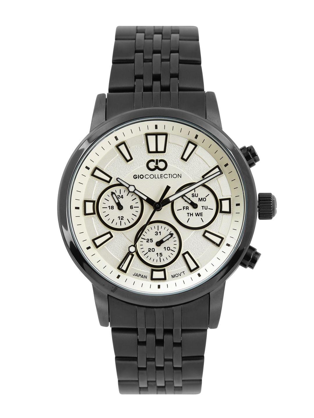 gio collection men silver-toned analogue watch g1025-66