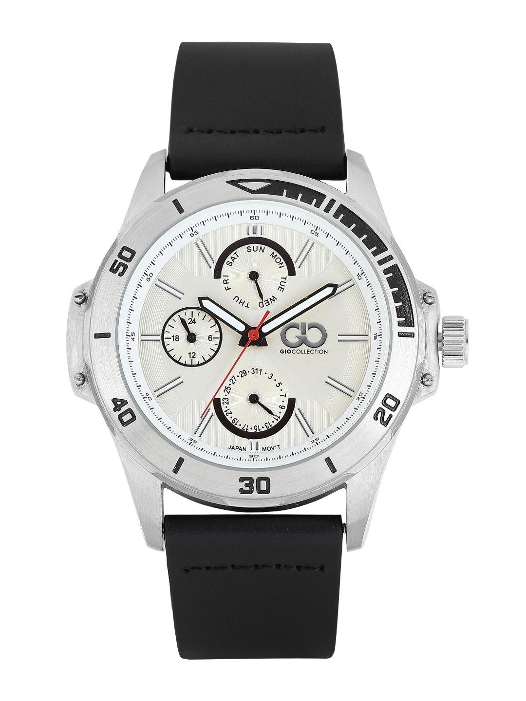 gio collection men silver-toned dial watch g0049-01